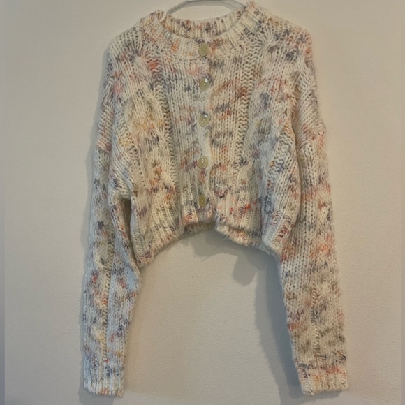 Urban Outfitters Cameron Confetti Cable Knit Crop Cardigan NWT - Picture 3 of 7
